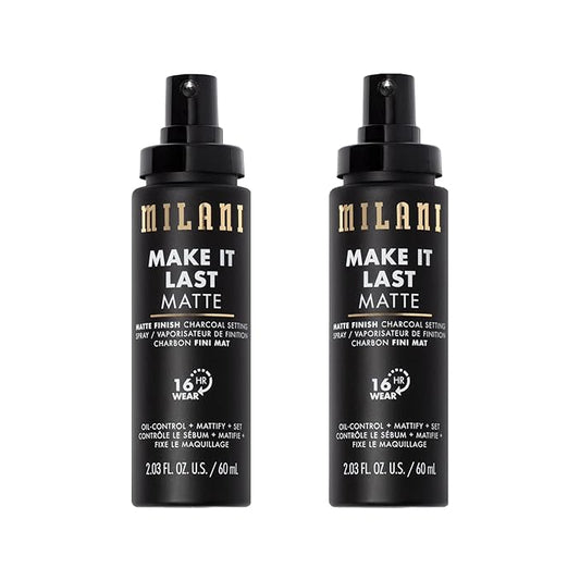 Milani Make it Last Matte - Matte Finish Charcoal Setting Spray - Cruelty-Free Makeup Primer and Setting Spray for Oily Skin - Long Lasting Finishing Spray - 2 Pack-VivaGrace Women