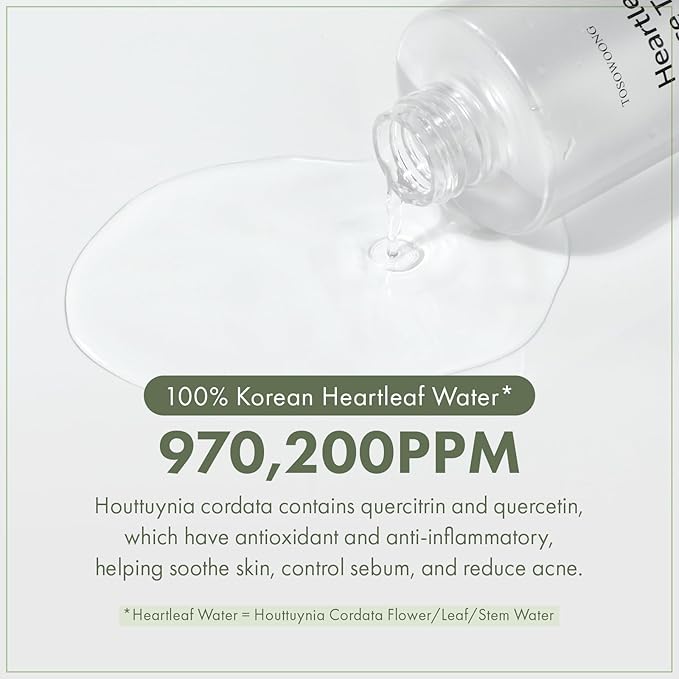 Heartleaf Face Toner with 970,200ppm Heartleaf Water, Centella, Hyaluronic Acid, Witch Hazel, Trouble Care, Acne-Prone, Calming, Hydrating, Purifying, Korean Skin Care, 250ml, 8.45 fl.oz.-VivaGrace Women