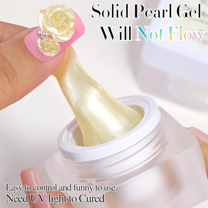 Double Rhythm 3D Nail Gel Pearl Solid Sculpting for Nail Art Non-Sticky Hard for Building Carving Molding Extension Soak Off UV/LED Nail Art Salon Home DIY 0.5 Oz (Yellow-Silk 07)-VivaGrace Women