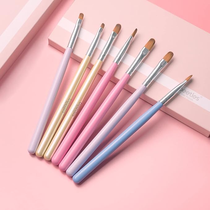 Beetles Gel Nail Brush, 7Pcs Nail Art Brushes, Nail Art Tips Nail Brushes for Nail Art Nail Painting Brush Pen Set for Home and Salon Use Decoration-VivaGrace Women