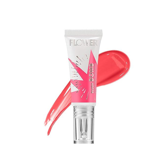 FLOWER Beauty By Drew Barrymore Liquid Blush Makeup Bomb Color Drops -Silky Lightweight Formula + Gel Cream Blush for Cheeks - Radiant + Glossy Finish - Buildable + Lightweight Formula - Cruelty-Free + Vegan (Melon)-VivaGrace Women