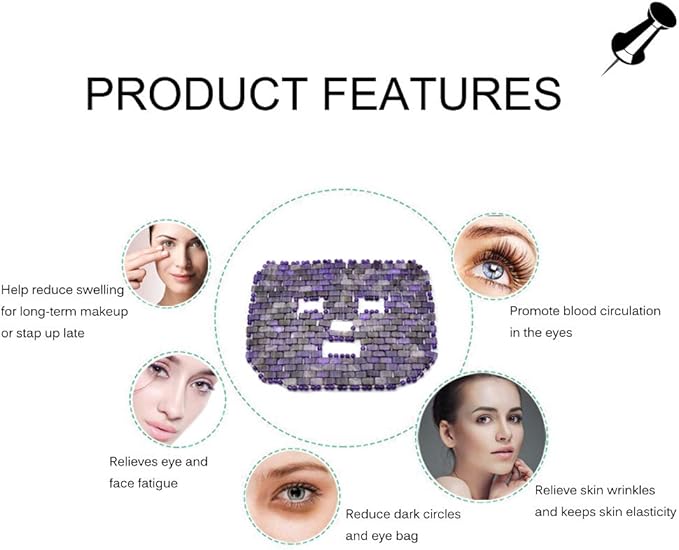 Jade Face Mask, Jade Mask for Relieving Face & Eye Puffiness Migraine, Anti Wrinkle Mask Therapy, Yoga Meditation Tools (Amethyst)-VivaGrace Women
