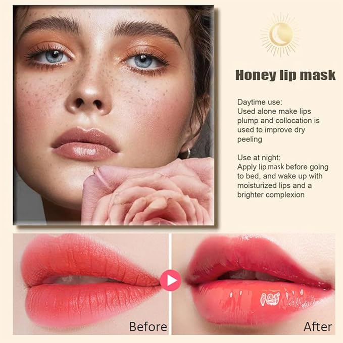 2PCS Bee Lip Balm Honey Pot,Honey Lip Mask Propolis Moisturizing Lip Balm with Stick,Propolis Moisturizing Honey Lip Balm,Hydrating & Prevention Dry and Cracked Lip,Lip Care Skin Care Products-VivaGrace Women