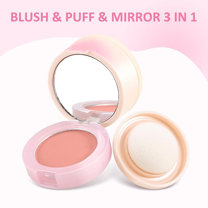 Boobeen Blush Compact for Face, Matte Powder Blush for Cheeks Powder Palette, Nude Light Blush with Puff, Blusher Makeup for a Radiant, Natural Glowing-VivaGrace Women