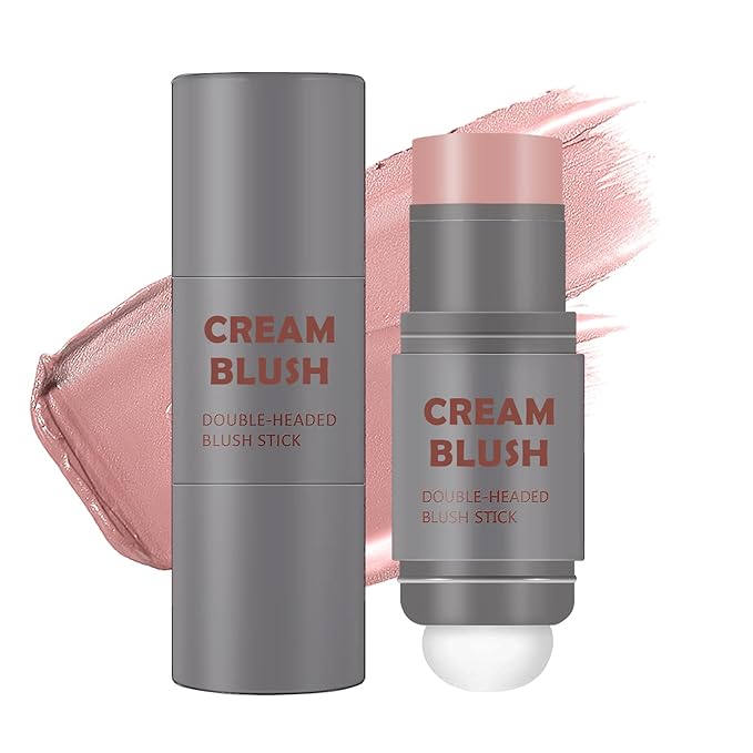 Cream Blush Stick with Sponge 3 in 1 Multi-Use Blush Makeup Stick Long Lasting Waterproof Natural Matte Cream Blush Stick for Cheeks, Lips and Eyes - Fairy Pink-VivaGrace Women
