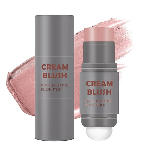 Cream Blush Stick with Sponge 3 in 1 Multi-Use Blush Makeup Stick Long Lasting Waterproof Natural Matte Cream Blush Stick for Cheeks, Lips and Eyes - Fairy Pink-VivaGrace Women