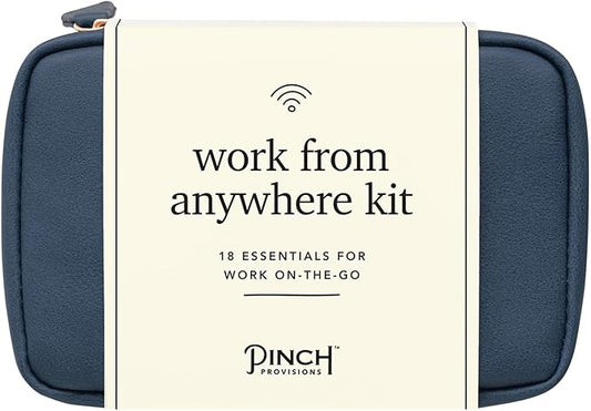Pinch Provisions Work from Anywhere Kit, Includes 18 Essentials to Help You Stay on Task, Must-Have Essentials, Compact Multi-Functional Vegan Leather Pouch, Navy-VivaGrace Women