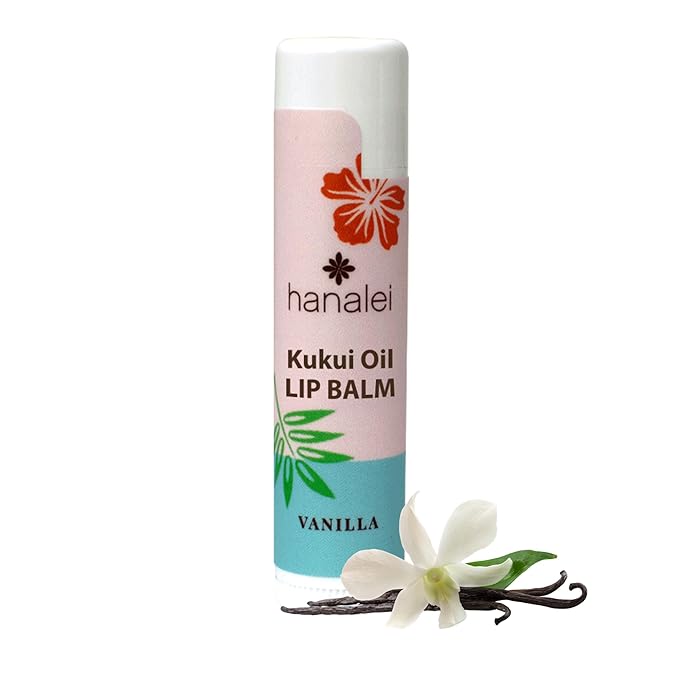 Hanalei Lip Balm and Moisturizer - Natural Kukui Oil and Beeswax Lip Moisturizer to Hydrate and Replenish Dry, Chapped Lips - Made in USA - Vanilla-VivaGrace Women