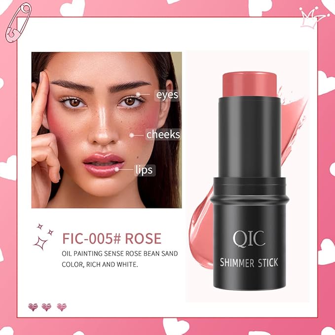 Face Sticks Trio, Blush Stick, Contour Stick, Highlighter Makeup Stick, Cream Blush Stick for Cheeks, Eyes and Lips, Facial Repair Bronzer Shading Stick, Smooth Shimmer Face Highlighter Wand-VivaGrace Women