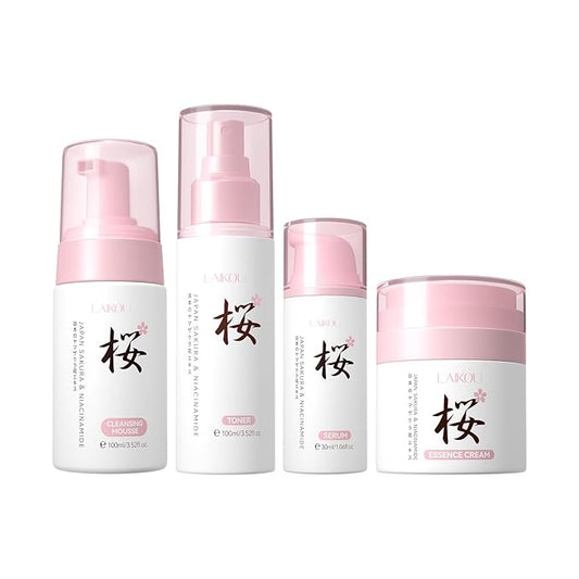 Skin Care, Skin Care Set, Hydrating Smooth Fine Lines Even Skin Tone Skin Care Kit with Cleansing Mousse, Toner, Serum, Essence Cream for Women Teen Girls Birthday Mother's Day Christmas 4pcs-VivaGrace Women