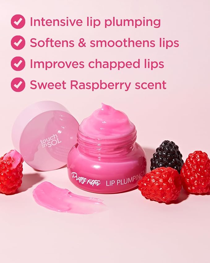 TOUCH IN SOL Pretty Filter Lip Plumping Mask - Lip Volumizing and Moisturizing with Shea Butter, Korean Skincare - Hydrating, Lip Repair, Lip Plumps, Raspberry Scent-VivaGrace Women