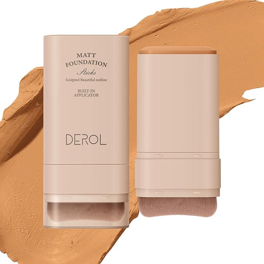 Multi-Use Foundation Stick Makeup with Brush,High Coverage Blendable Lightweight Contour Stick,Waterproof Flawless Natural Finish Creamy Foundation Makeup,Longwear Face Makeup Stick(#5)-VivaGrace Women