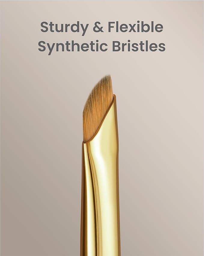 Desert Oak Series Precision Angled Eyeliner Brush - Ultra-Fine Nylon Bristles for Razor-Sharp Gel/Liquid/Powder Lines, Detail Work & Tightlining, Bubinga Handle & Brass Ferrule (CM 181)-VivaGrace Women