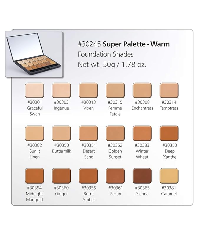 Graftobian HD Glamour Creme Foundation Warm Super Palette - 18 High Definition Warm Undertone Cream Shades-VivaGrace Women