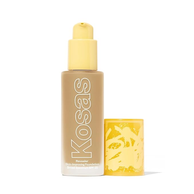 Kosas Revealer Skin-Improving Foundation with SPF 25 Protection - Hydrate, Brighten, Soothe, Plump, Protect Skin - Smoothing Texture, Natural Finish and Clean Formula - Light Medium Neutral Olive 210-VivaGrace Women