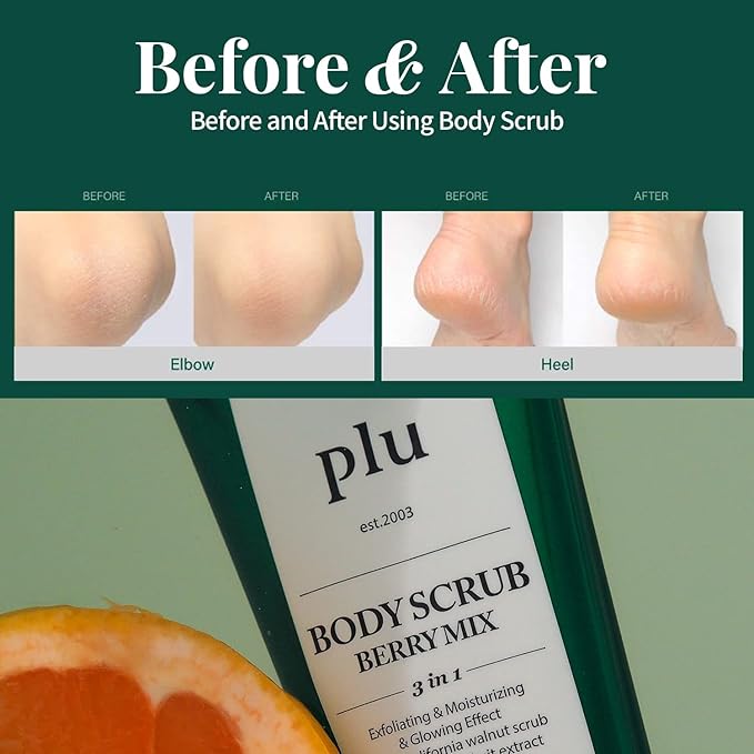 PLU Original Korean Walnut Body Scrub Polish - White Musk - Exfoliating & Moisturizing & Glow - for Acne, Cellulite, Stretch Marks, Spider Veins - Soft Musk Scent, 6.76 oz.-VivaGrace Women