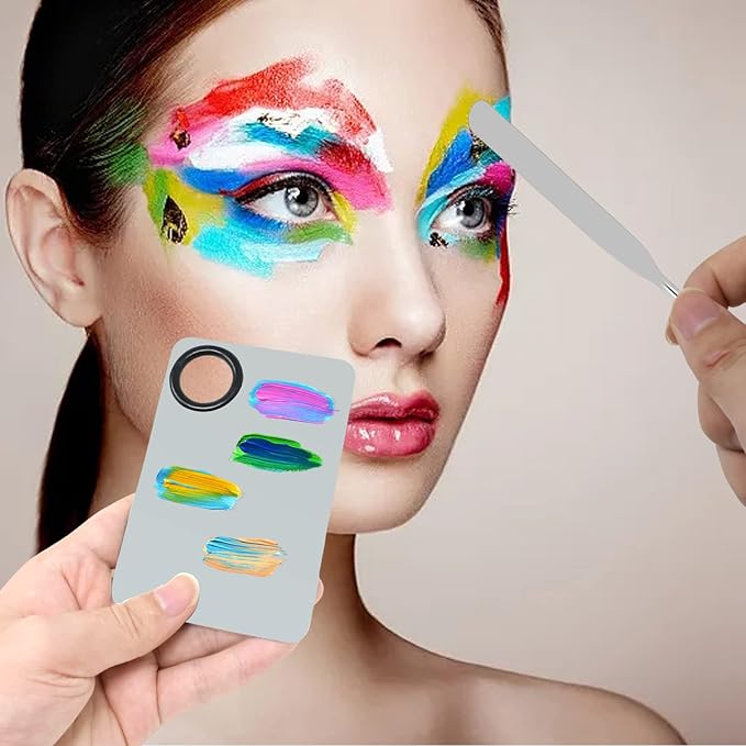 Honbay 1PCS Stainless Steel Makeup Spatula and 1PCS Makeup Mixing Palette with PU Leather Cover for Cosmetic Foundation Pigment Blending-VivaGrace Women
