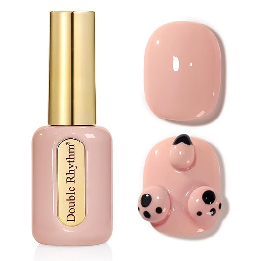 Double Rhythm 0.50 OZ Gel Polish Hema Free Same Color Same Bottle Golden Round Translucent Neutral Natural Milky 15 ML Jelly UV Polish Art DIY at Home (Nude-C1333)