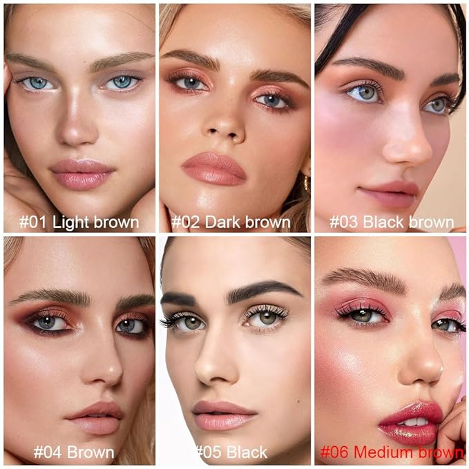 evpct 2Pcs Midium Brown Magic Microblading Dual-Ended Eyebrow Contouring Pen Brow Pencil, with 4 Brush Micro-Fork-Tips Applicator and Precise Brush-Tip Hair Like Stroke, Dual-ended Eyebrow Brush-VivaGrace Women