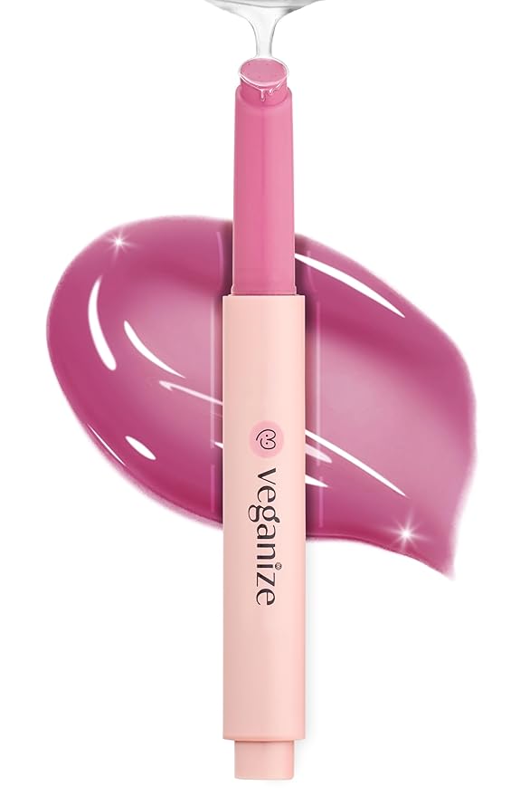 Veganize Collagen Lip Glass Balm | Hydrating Lip Balm in 9 Vibrant Colors | Moisturizing Lip Care Infused with Collagen Jelly Magic | No Animal Trial Lip Balm 0.06 oz (No. 7 Pale Petal)-VivaGrace Women