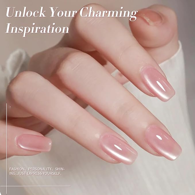 Born Pretty Pastel Magnetic Gel Nail Polish,Water Light Cat Magnetic Eye Gel Jelly Glass Crystal Nail Polish Glitter Shimmer Auroras Magnetic Gel Nail Art Manicure Kit 6PCS-VivaGrace Women