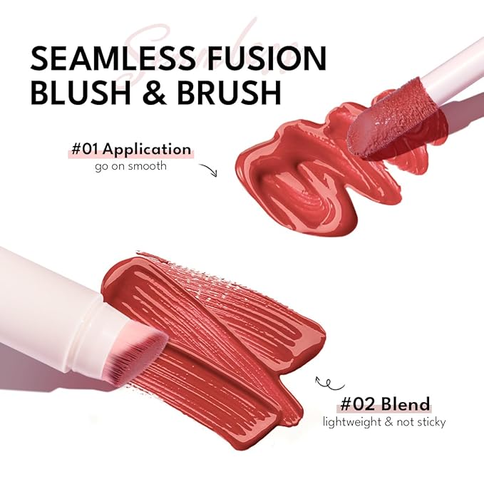 Liquid Cream Blush Stick Makeup for Cheeks | Build-in Brush - Application & Blending in One #L003-VivaGrace Women