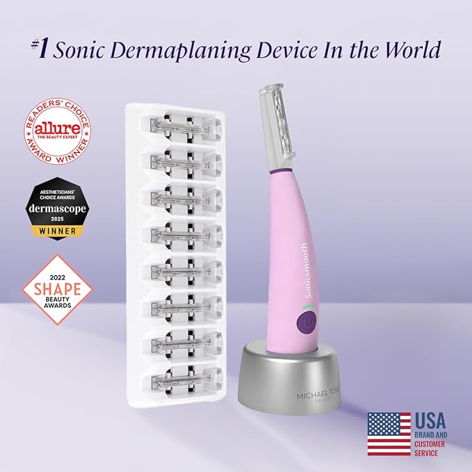 Michael Todd Beauty Sonicsmooth Dermaplane Razor for Women Face + Eyebrow trimmer Dermaplaning System - Peach Fuzz Remover - 8 Weeks of Dermaplaning Blades-VivaGrace Women