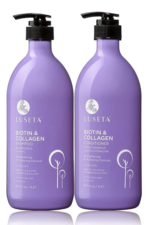 L LUSETA Biotin & Collagen Shampoo & Conditioner Set (2 x 33.8oz) - Thickening for Hair Growth, Infused with Argan Oil to Repair Dry, Damaged Hair-VivaGrace Women
