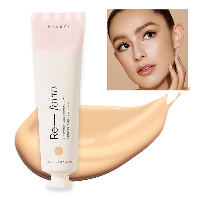 HALEYS Re-form Luminous Skin Foundation, VEGAN + CRUELTY-FREE, Blurs, Conceals, Blendable, Buildable Med-to-Full Coverage, Weightless, Oil-free, All-Day Wear, Hyaluronic Acid, All skin types (2.25)-VivaGrace Women