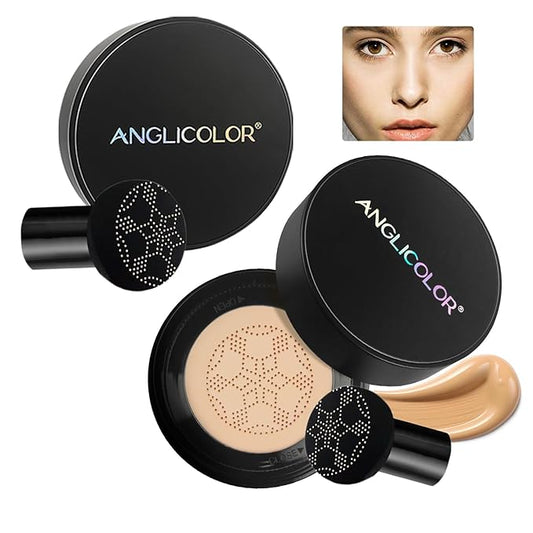 Mushroom Head Air Cushion CC Cream Strong Concealer 2PC,Face Makeup Cushion Foundation Long Lasting,Moisturizing BB Cream Makeup Base Primer Even Skin Tone for All Skin Types (2PC 02, 200g)-VivaGrace Women