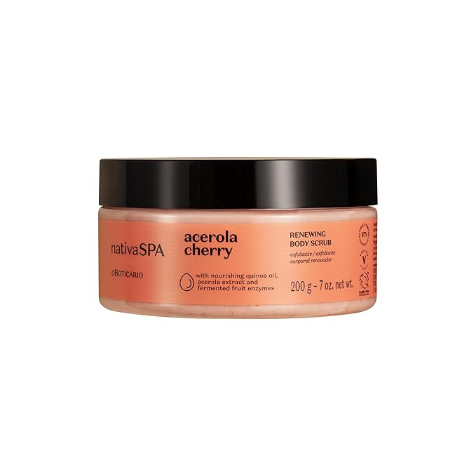 Nativa SPA by O Boticario Acerola Cherry Renewing Body Scrub, Gentle Exfoliation for Smooth, Radiant Skin, 7.05 Ounce (200g)-VivaGrace Women