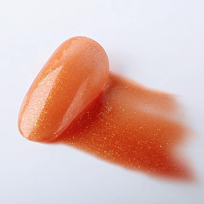 Imtiti Glitter Orange Gel Nail Polish, UV LED Soak Off Gold Shimmer Sparkle Gel Polish
