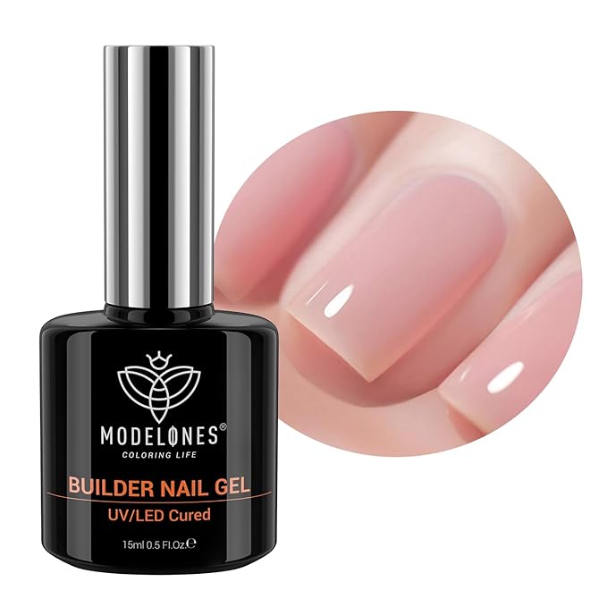 modelones Builder Nail Gel, 8-in-One Neutral Nude Pink Builder for Nail Thickening Apex Building, Rose Blush Pink Rubber Color Base LED Lamp Cured Strengthener Extend Hard Gel Polish for DIY Salon-VivaGrace Women