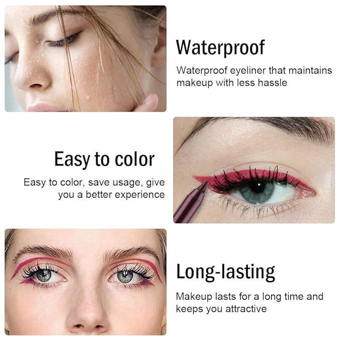 evpct Plum Purple Gel Eyeliner Pencil for Women Waterline Waterproof Smudge Proof Eye Makeup Liners, Purple Mascara Eye Liner Gel Liner Eyeliner with Sharpener delineador de ojos contra el agua 18