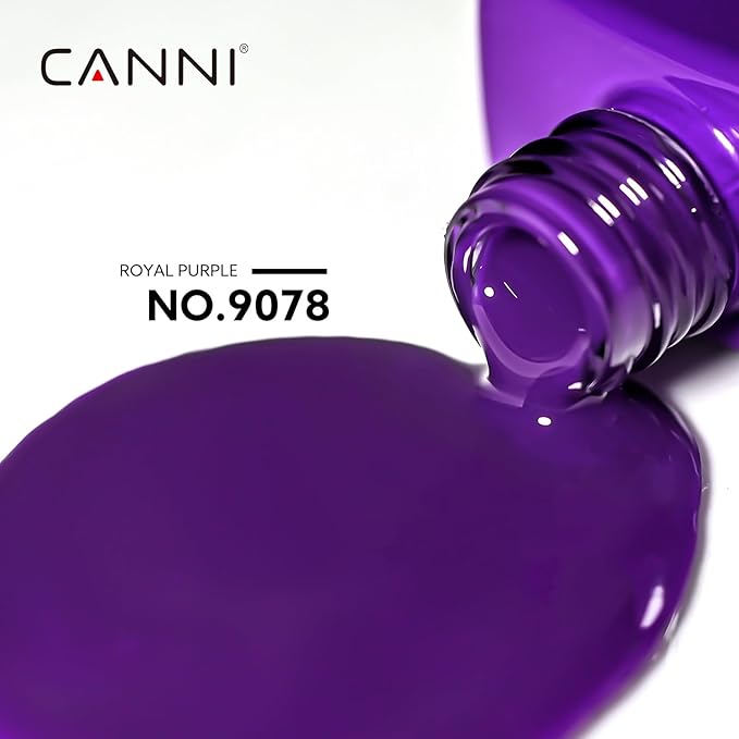 CANNI Purple Gel Nail Polish, Dark Purple Neon Color, High Gloss Soak Off UV Gel Nail Polish for French Nail Manicure Salon DIY