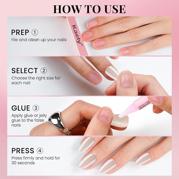 Aurora Chrome Beige Press On Nails Short Almond 30 Pcs, Designer Reusable Acrylic Fake Nails with Glue, Glossy Soft Gel Nails Wedding and Party, Stick On Glue On Nails, Nails fro Women Gift