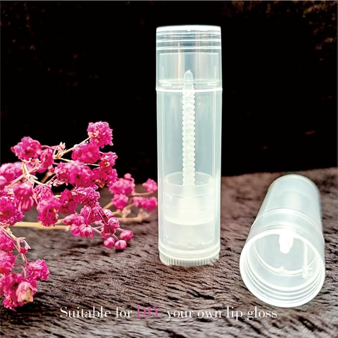 50 Lip Balm Container Kit with Filling Tray and Spatula, Round Tube Refillable Empty Tube 3 Colors, 0.15 oz, BPA Free, for DIY Homemade Lipstick Lipstick (50 translucent kits,)-VivaGrace Women