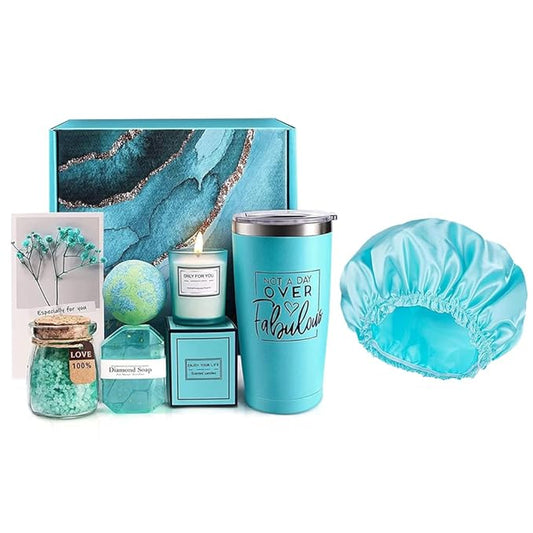 Birthday Gifts for Women,Relaxing Spa Gift Basket Set, Unique Gifts for Her,Friends,Mom,Sister,Coworker,Wife,Girlfriend, Happy Birthday Gift Ideas,Mothers Day,Christmas Gifts for Women (BLUE)-VivaGrace Women