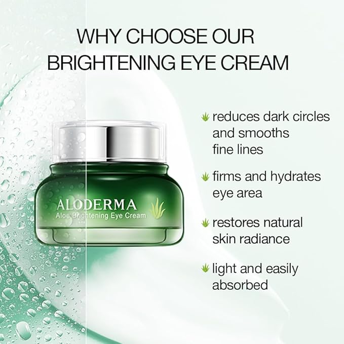 Aloderma Brightening Eye Cream with Organic Aloe Vera - Hydrating Daily Eye Cream for Dark Circles & Puffiness with Caffeine & Sage Oil - Day & Night Eye Cream for Puffy Eyes & Fine Lines, 25g/0.9oz-VivaGrace Women