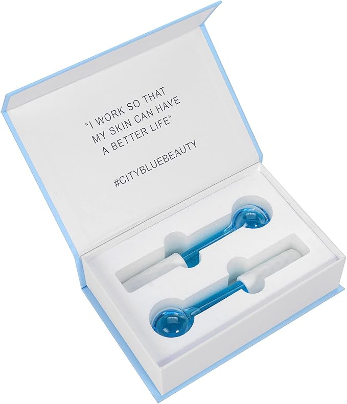 ICE GLOBES SMALL BALLS for Eyes, 2 PCS Blue Facial Globes for Massage Tool, Facial Roller Cold Skin Massagers, Tighten Skin, Reduce Puffiness and Dark Circles, Enhance Circulation-VivaGrace Women