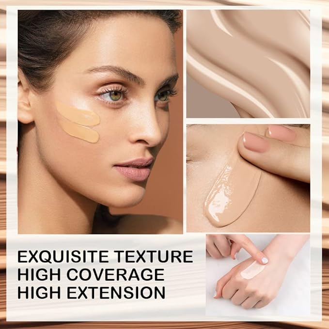 Beauty Glazed Soft Matte Silky Full Coverage Liquid Foundation, Multi-Use Buildable Foundation Lightweight Feel Oil Control Longwear Naturally Flawless Coverage Foundation (102 Nude)-VivaGrace Women