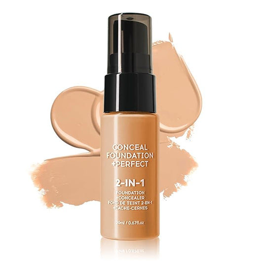 Concealer Full Coverage Foundation for Mature Skin,Oil Control Matte 2 in 1 Concealer liquid Foundation Makeup Waterproof Base De Maquillaje Alta Cobertura-01 Sand-VivaGrace Women