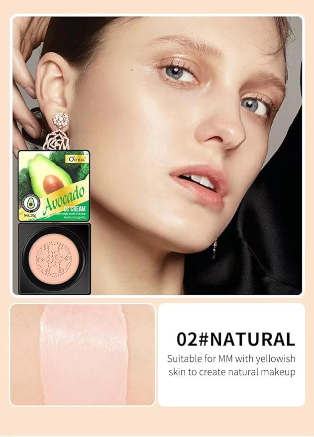 Mushroom Head Air Cushion BB Cream Foundation Cream for Face Makeup Concealer Cushion for Face Comestics Make Up Cushion Compact Ivory-VivaGrace Women