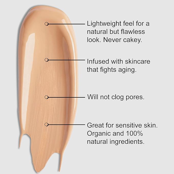 Organic Aloe-Based LUX Liquid Foundation, Natural Vegan Gluten-Free Made in USA, Cappuccino-VivaGrace Women