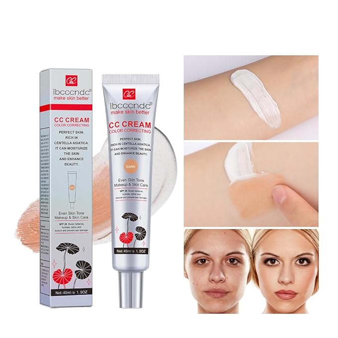 Color Correcting CC Cream,Invisible Pores Cream Foundation And Invisible Pores Concealer,CC Cream Foundation Rich In Centella Asiatic, Moisturizing And Waterproof CC Cream With Spf 25 (DARK)-VivaGrace Women