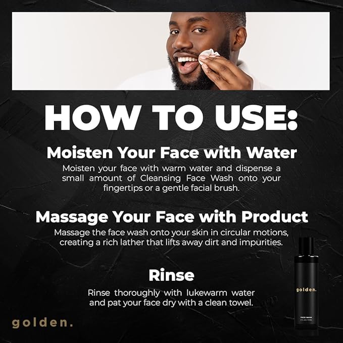 Golden Grooming Co. Men Face Wash with Aloe Vera & Vitamin E - Facial Cleanser for Men - Organic & Nature-Based - Ideal for Sensitive and Oily Skin - Rich Foaming Daily Cleanser - 4 oz.-VivaGrace Women
