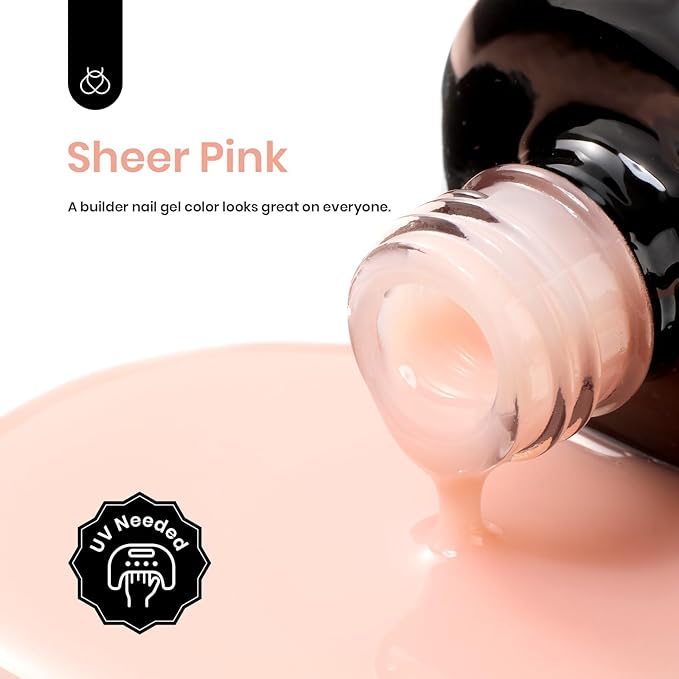 Beetles Builder Gel for Nails,0.51 OZ 7 in 1 Nude Jelly Builder Nail Gel Color for Building Apex & Nail Extension Strengthen Thin Nails Salon DIY Manicure Nail Art for Women-VivaGrace Women