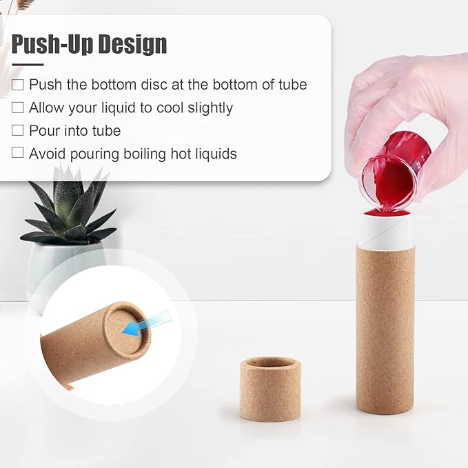 10 Pcs 25g Paperboard Lip Balm Tubes Refillable Krafts Paper Lipstick Tube Round Cardboard Empty Lip Gloss Container Holder Tubes for DIY Chapstick Salve Cosmetic Lotion Solid Perfume - Brown-VivaGrace Women