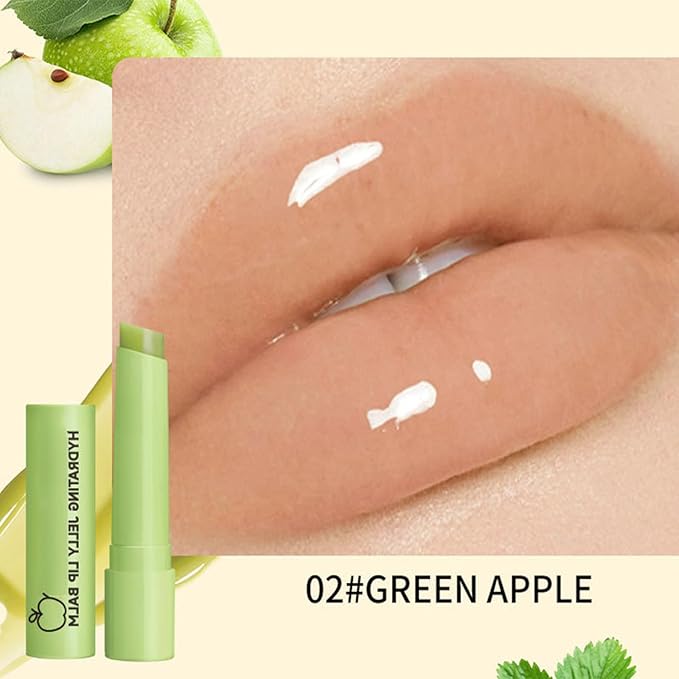 4 Colors Hydrating Jelly Lip Balm,Instantly Hydrate Lips Tinted Moisturizing Lip Balm For Dry Lips,Conditioning & Nourishing Lip Care Lip Moisturizer Fruit Lip Oil Jelly Lipstick (Green apple)-VivaGrace Women