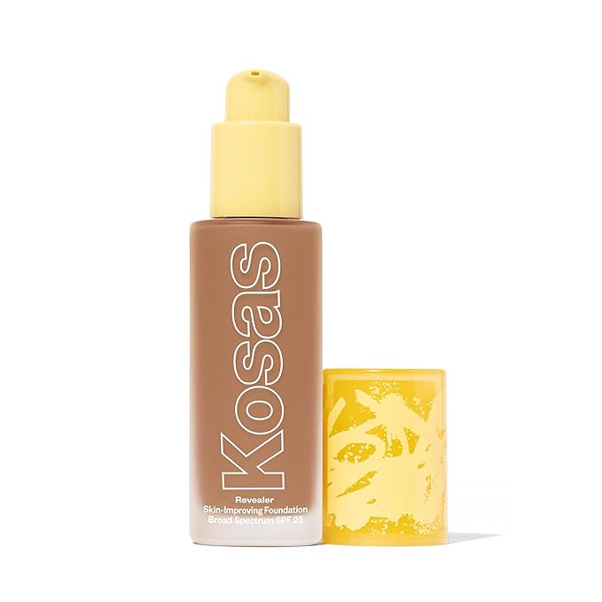 Kosas Revealer Skin-Improving Foundation with SPF 25 Protection - Hydrate, Brighten, Soothe, Plump, Protect Skin - Smoothing Texture, Natural Finish and Clean Formula - Medium Deep Neutral 320-VivaGrace Women